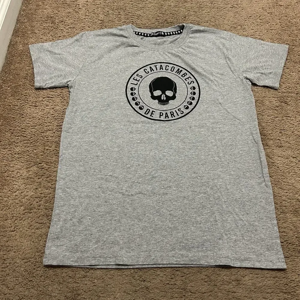 Les Catacombes De Paris Size Small T Shirt Gray Skull